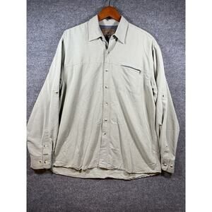 North River Button Up Shirt Men's L Green Check Roll Tab Long Sleeve Fishing